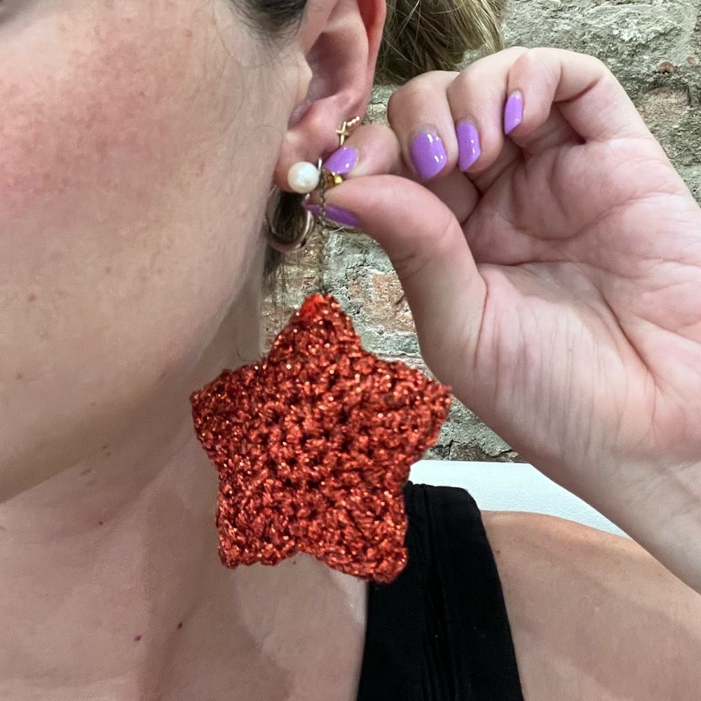 Lucy Folk crochet star earrings
